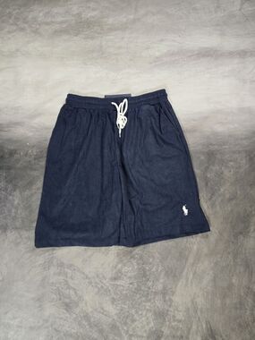 Casual Navy Blue Ribbed Corduroy Shorts with Drawstring Size M ,L